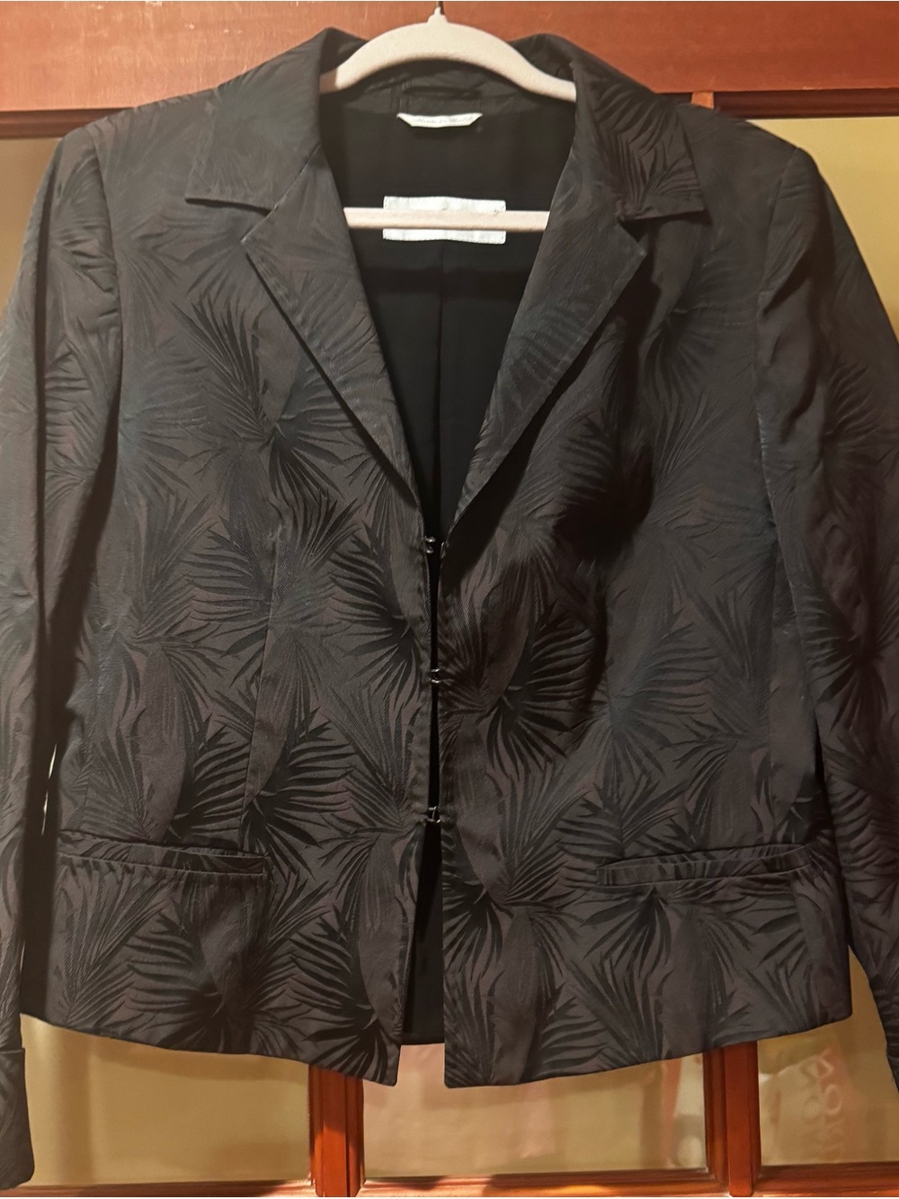 Max Mara Made in Italy Black Jacquard Blazer Jacket US 14 Tailored